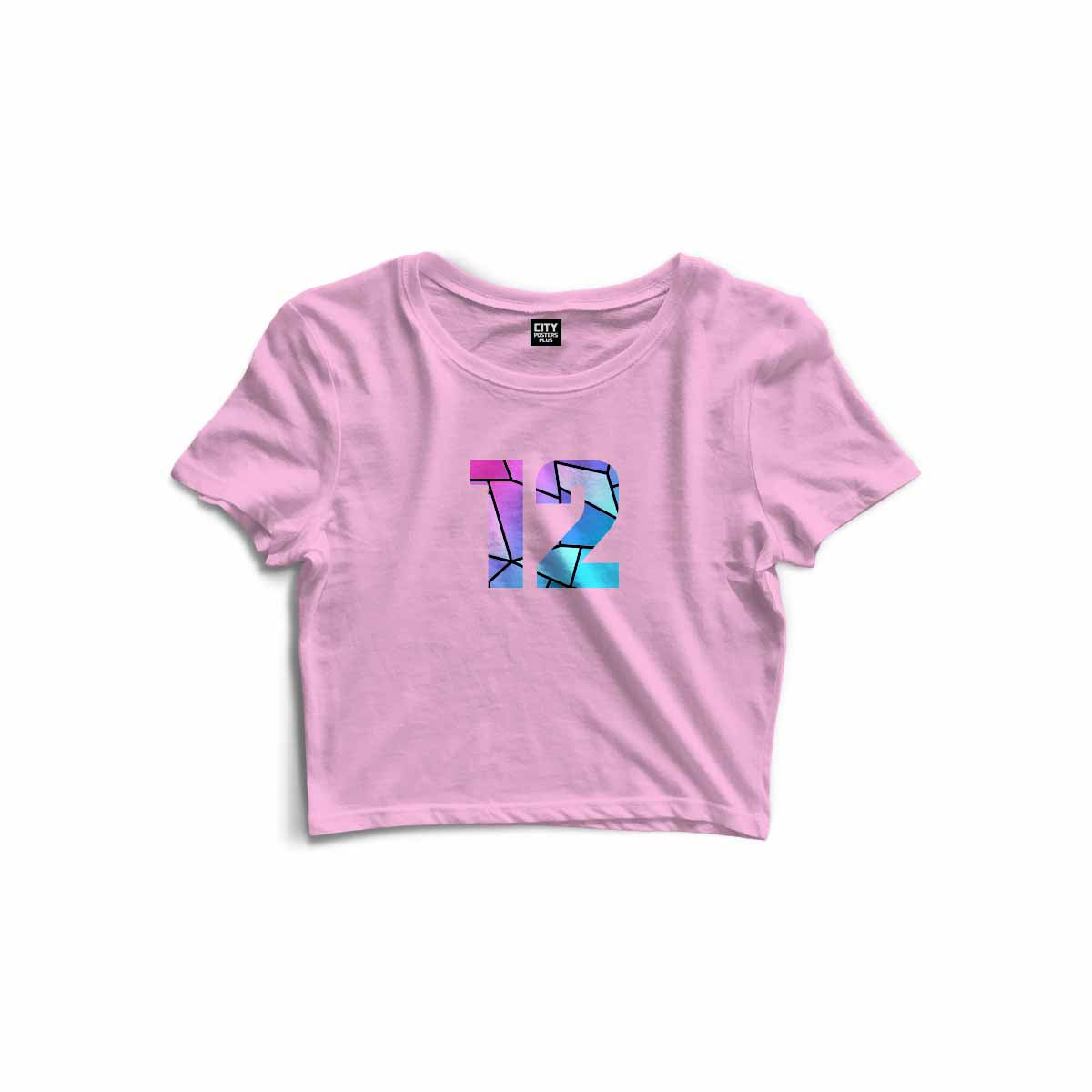 12 Number Women Crop Top (Light Pink)