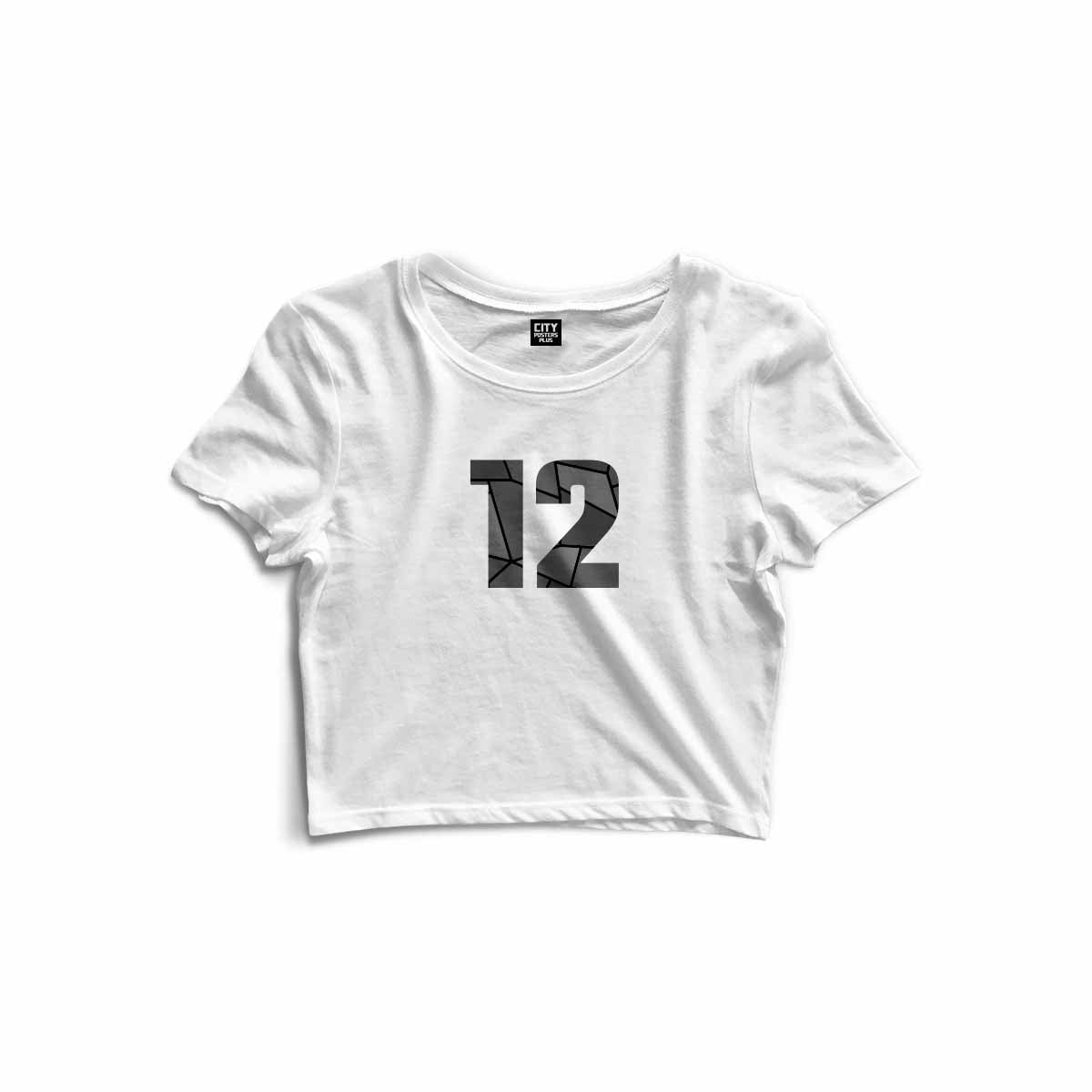 12 Number Women Crop Top (White)