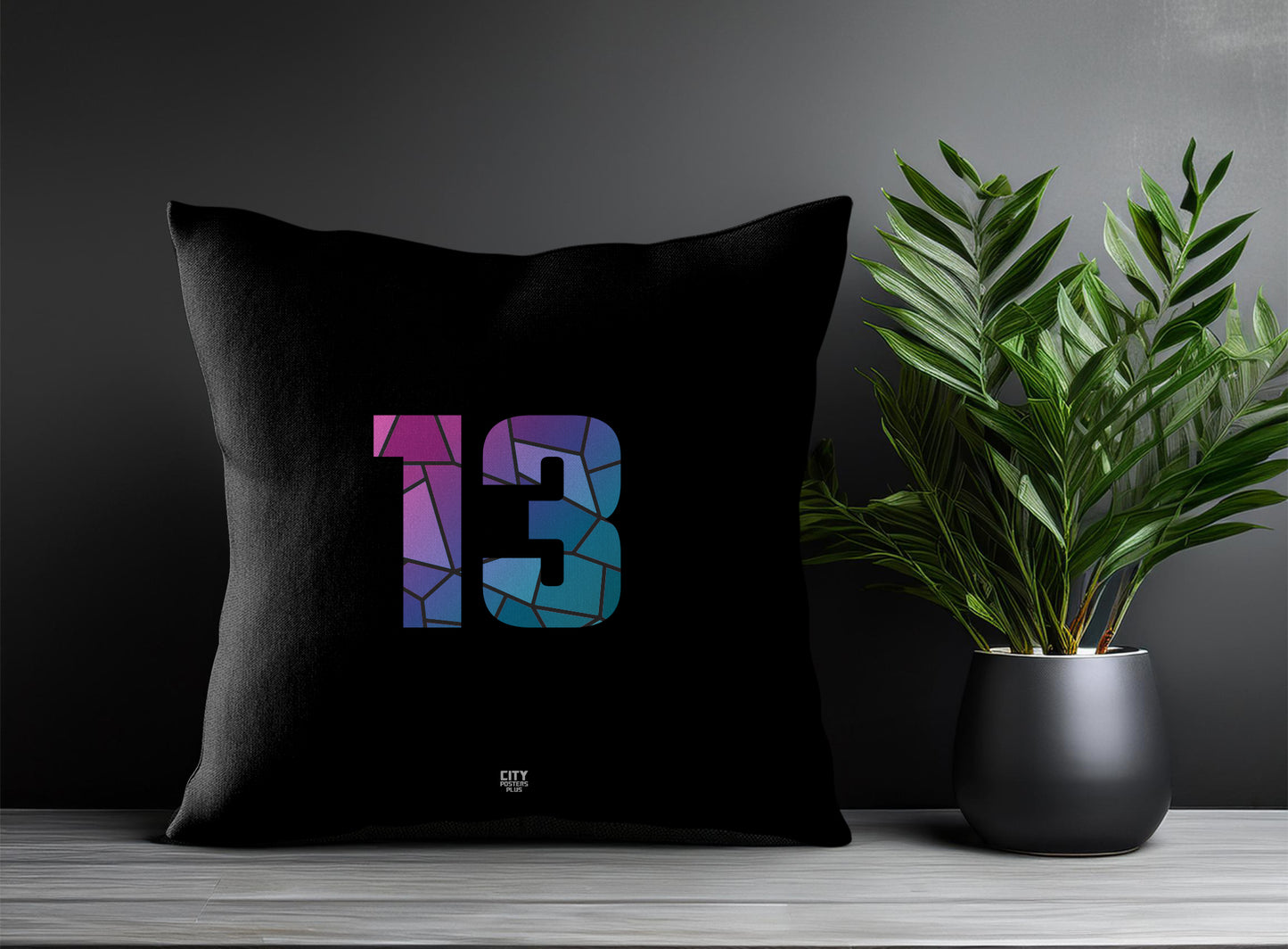 13 Number Pillow Case and Pillow Throw (Black)