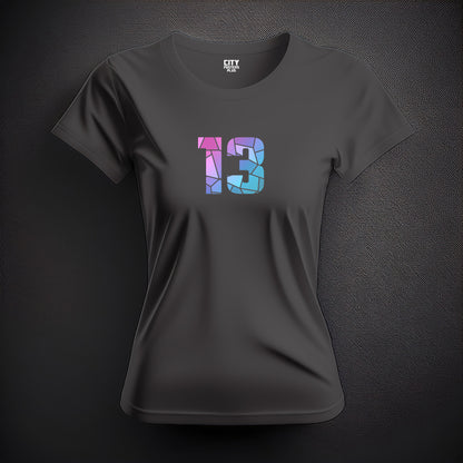13 Number Women T-Shirt (Charcoal Grey) | Stylish Numeric Graphic Tee