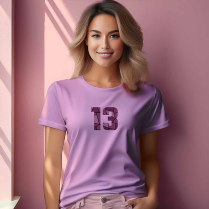 13 Number Women T-Shirt (Light Pink) | Stylish Numeric Graphic Tee