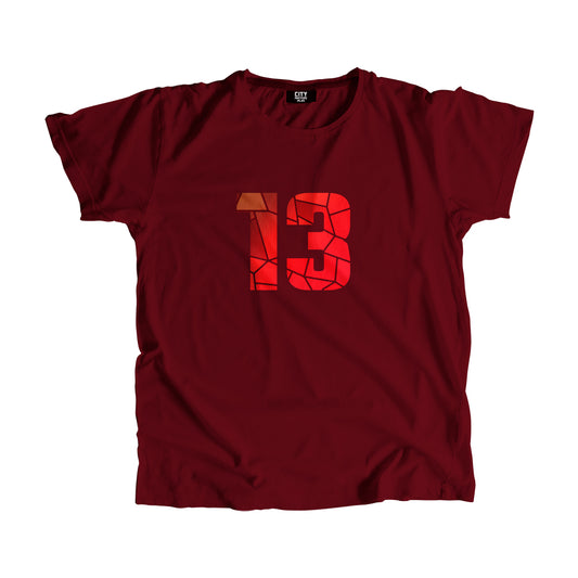 13 Number Men Unisex T-Shirt | Custom Number Graphic Tee (Maroon)
