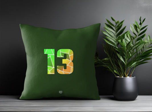 13 Number Pillow Case and Pillow Throw (Olive Green)