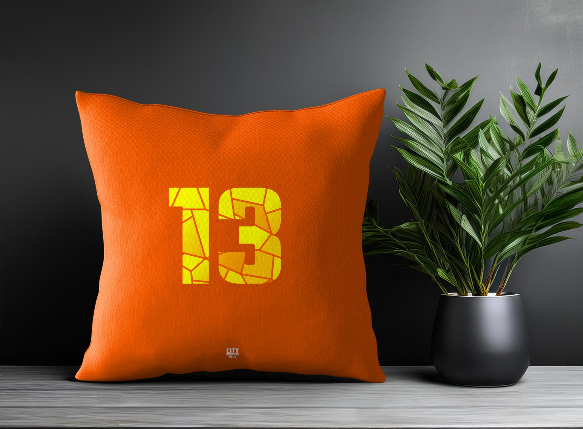 13 Number Pillow Case and Pillow Throw (Orange)