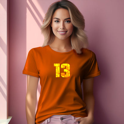 13 Number Women T-Shirt (Orange) | Stylish Numeric Graphic Tee