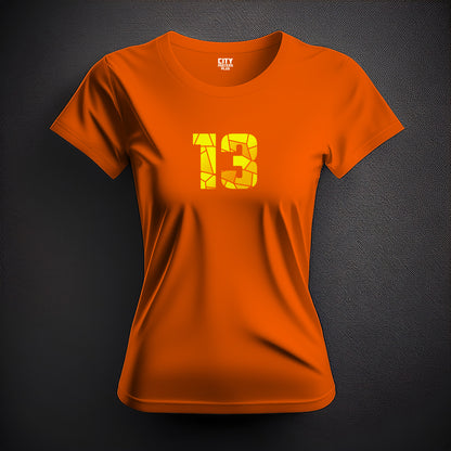 13 Number Women T-Shirt (Orange) | Stylish Numeric Graphic Tee
