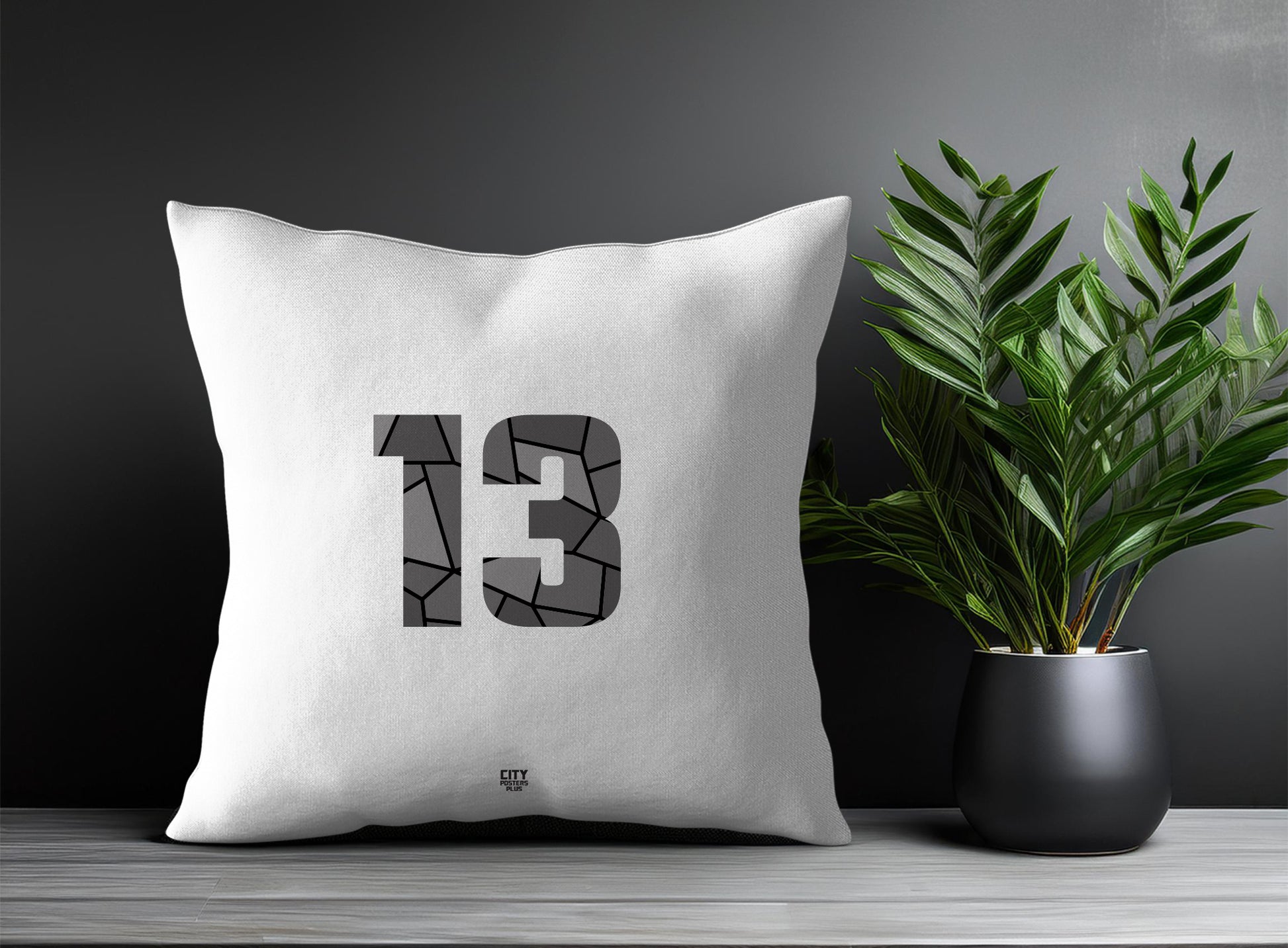 13 Number Pillow Case and Pillow Throw (White)