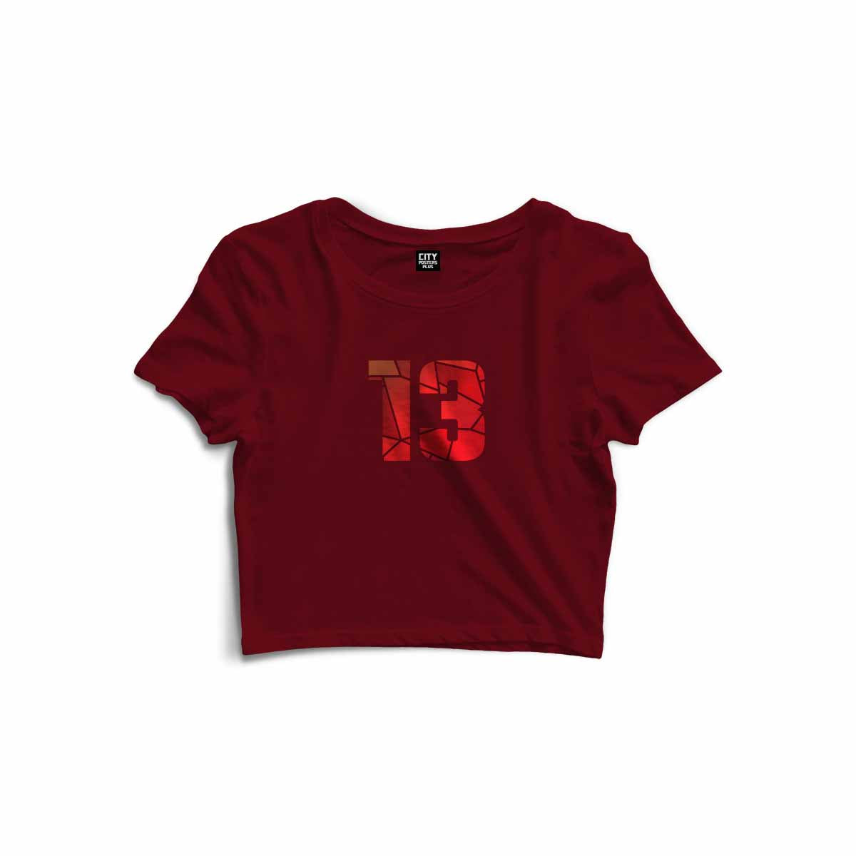 13 Number Women Crop Top (Maroon)