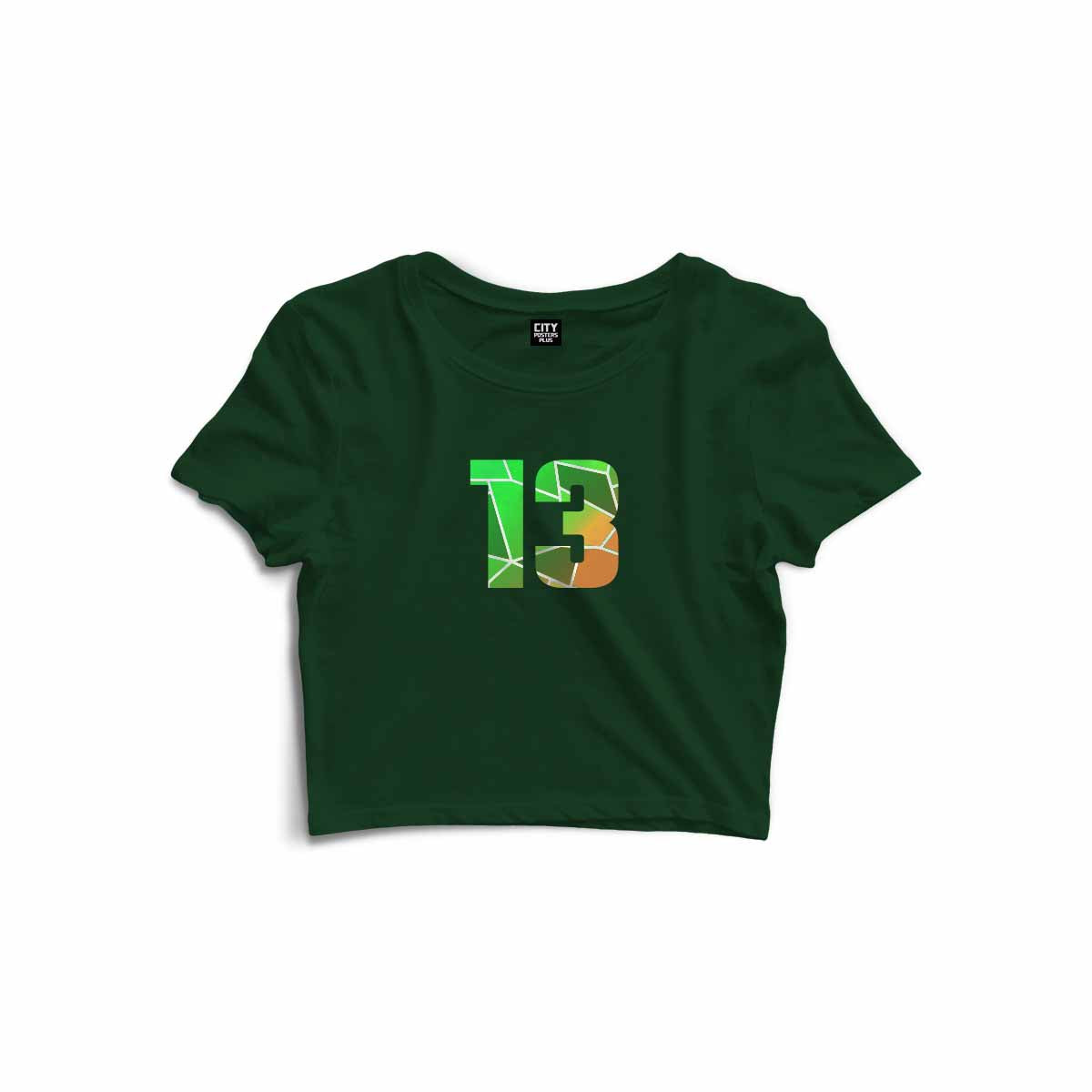 13 Number Women Crop Top (Olive Green)