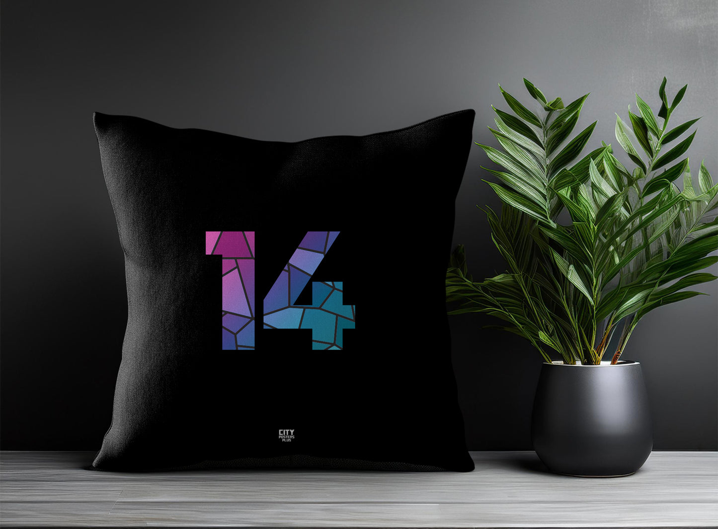 14 Number Pillow Case and Pillow Throw (Black)