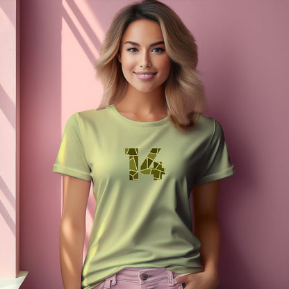 14 Number Women T-Shirt (Butter Yellow) | Stylish Numeric Graphic Tee