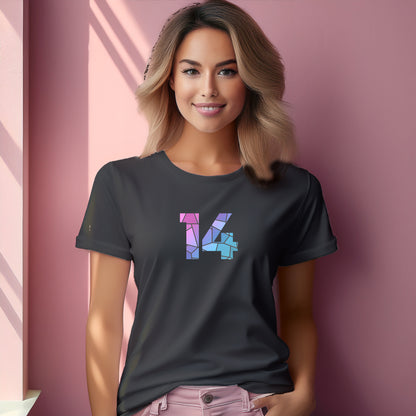 14 Number Women T-Shirt (Charcoal Grey) | Stylish Numeric Graphic Tee