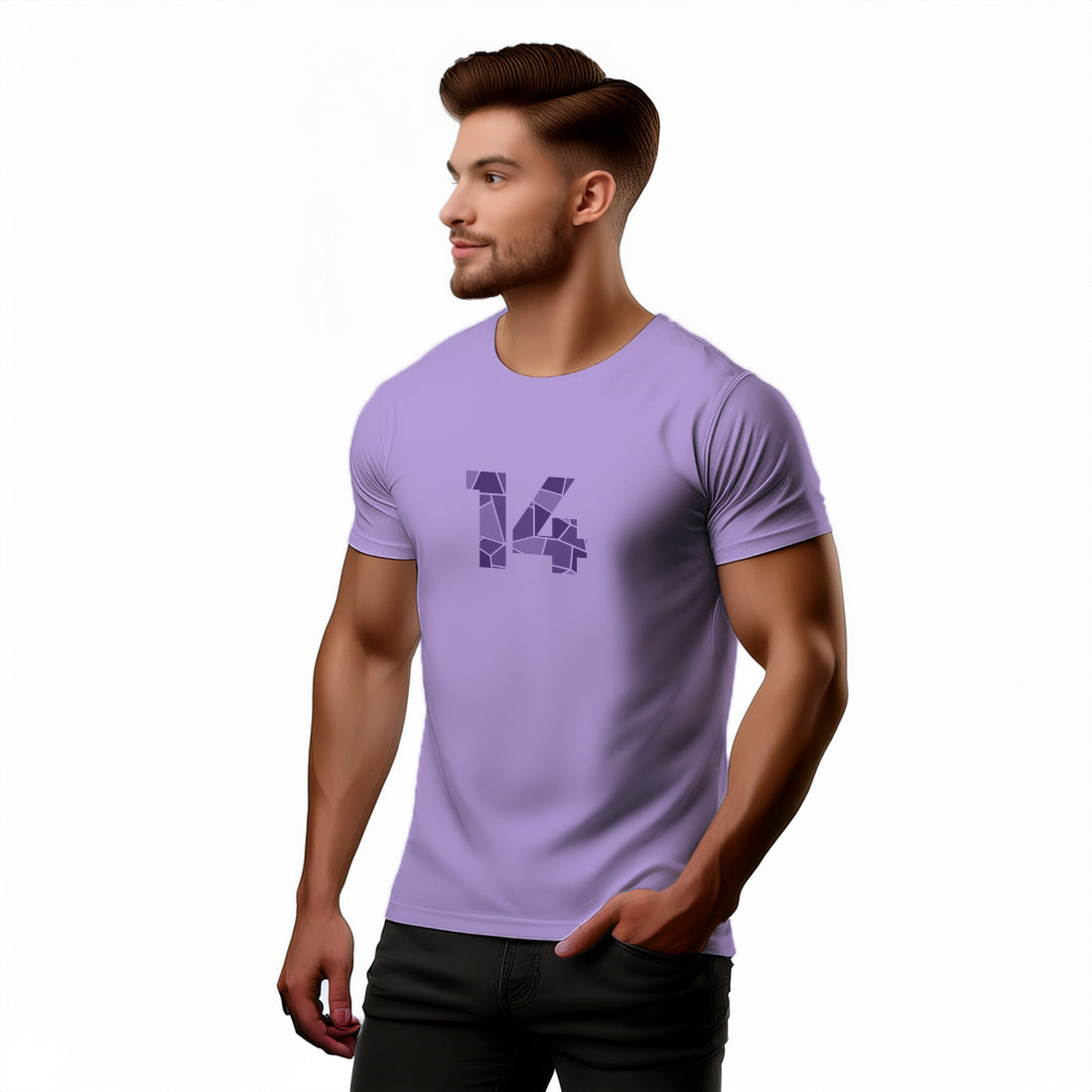 14 Number Men Unisex T-Shirt (Iris Lavender)