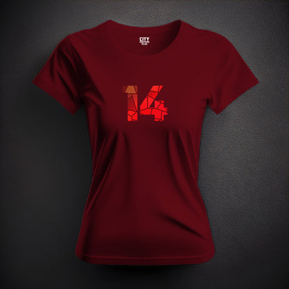 14 Number Women T-Shirt (Maroon) | Stylish Numeric Graphic Tee