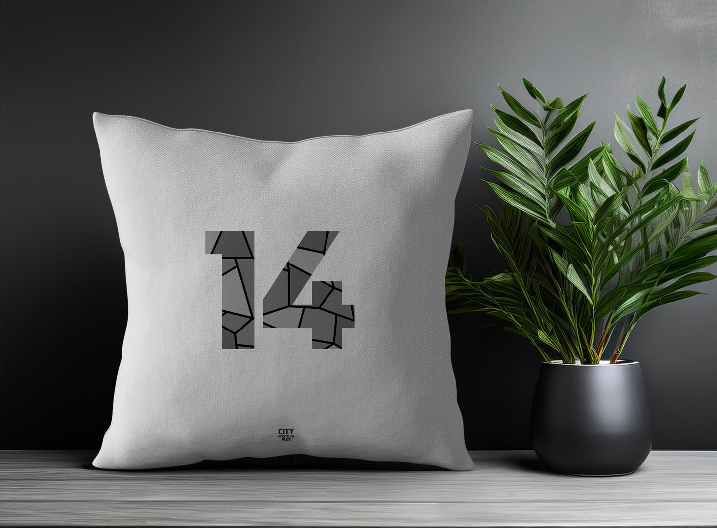 14 Number Pillow Case and Pillow Throw (Melange Grey)