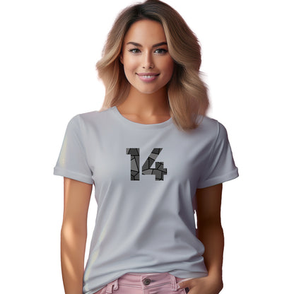 14 Number Women T-Shirt (Melange Grey) | Stylish Numeric Graphic Tee