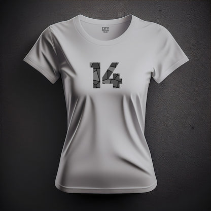 14 Number Women T-Shirt (Melange Grey) | Stylish Numeric Graphic Tee