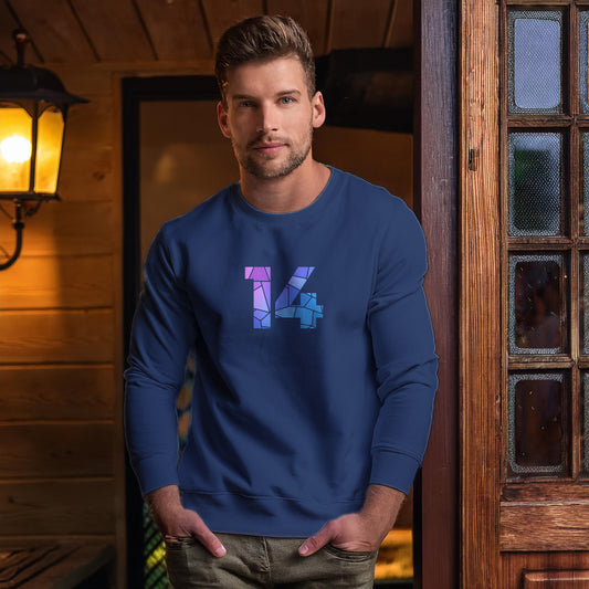 14 Number Unisex Sweatshirt (Navy Blue)