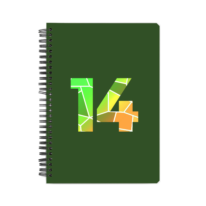 14 Number Notebook (Olive Green, A5 Size, 100 Pages, Ruled, 6 Pack)