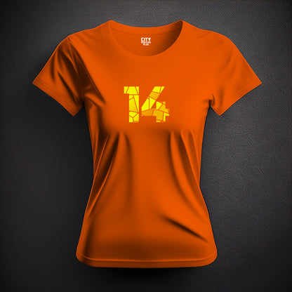 14 Number Women T-Shirt (Orange) | Stylish Numeric Graphic Tee
