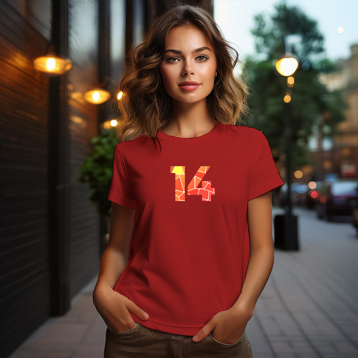 14 Number Women T-Shirt (Red)