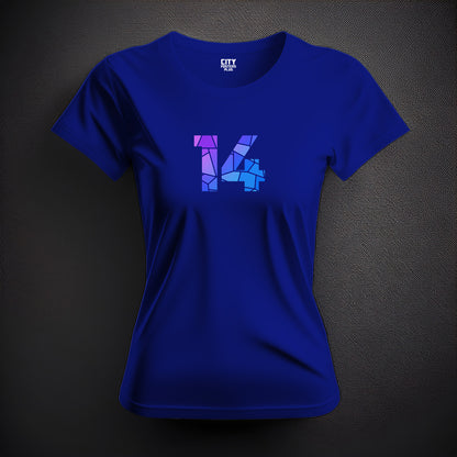 14 Number Women T-Shirt (Royal Blue) | Stylish Numeric Graphic Tee