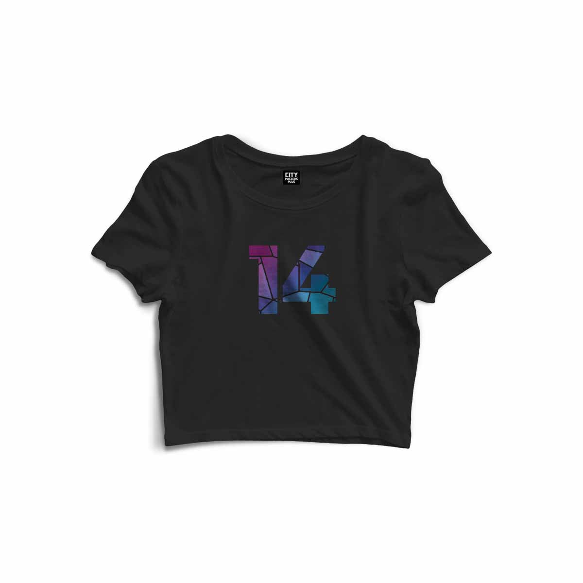 14 Number Women Crop Top (Black)