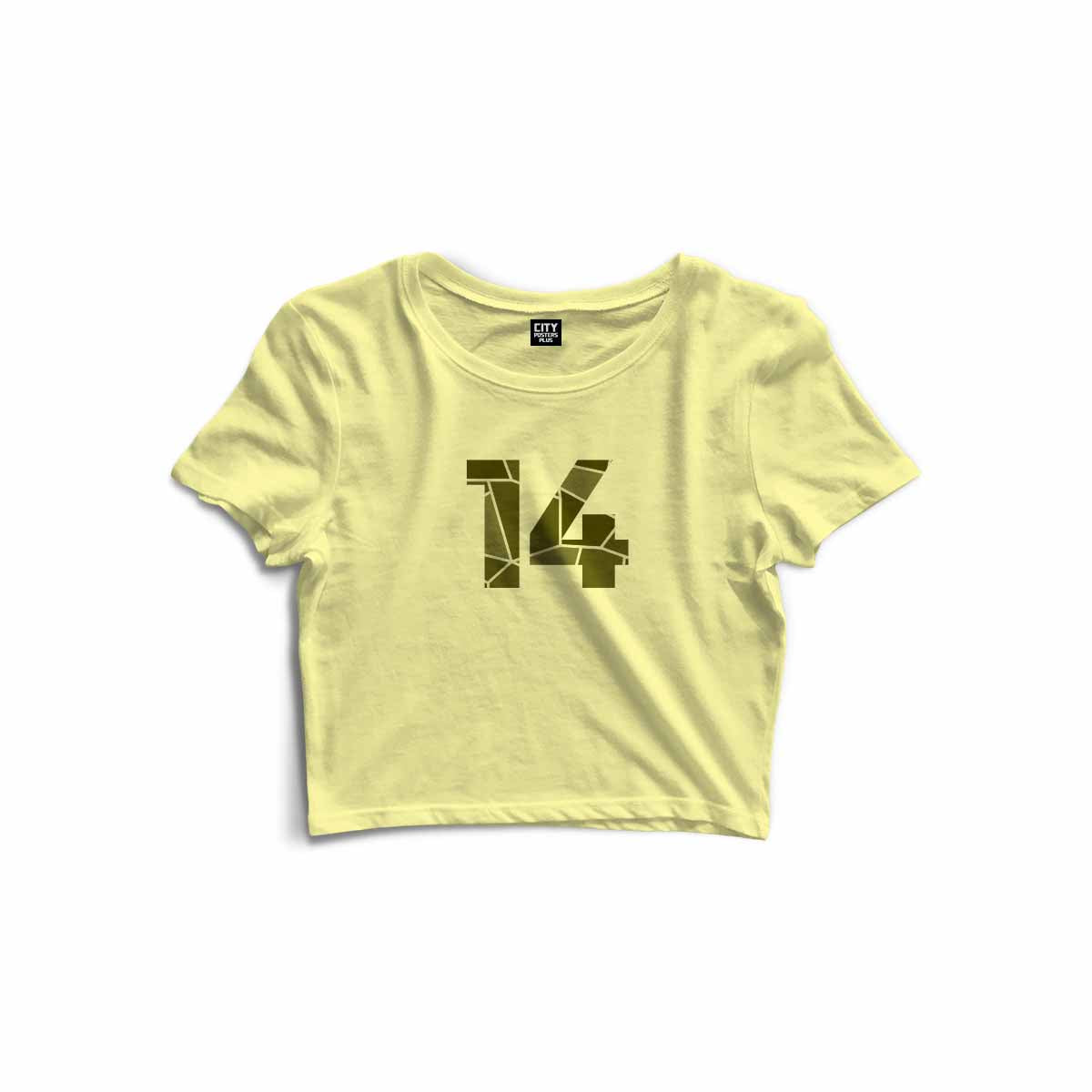 14 Number Women Crop Top (Butter Yellow)