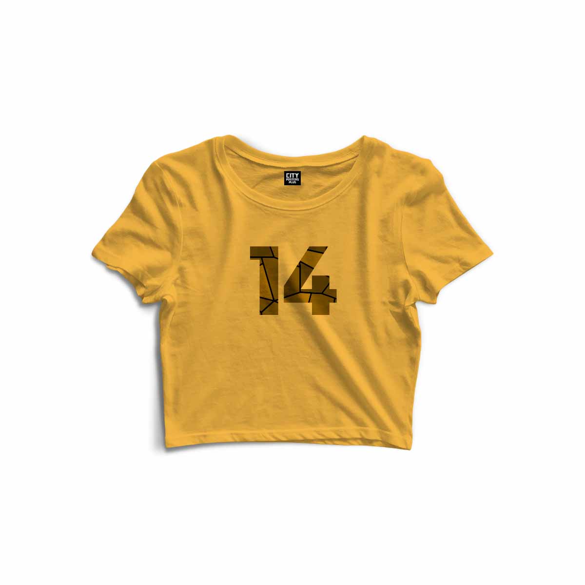 14 Number Women Crop Top (Golden Yellow)