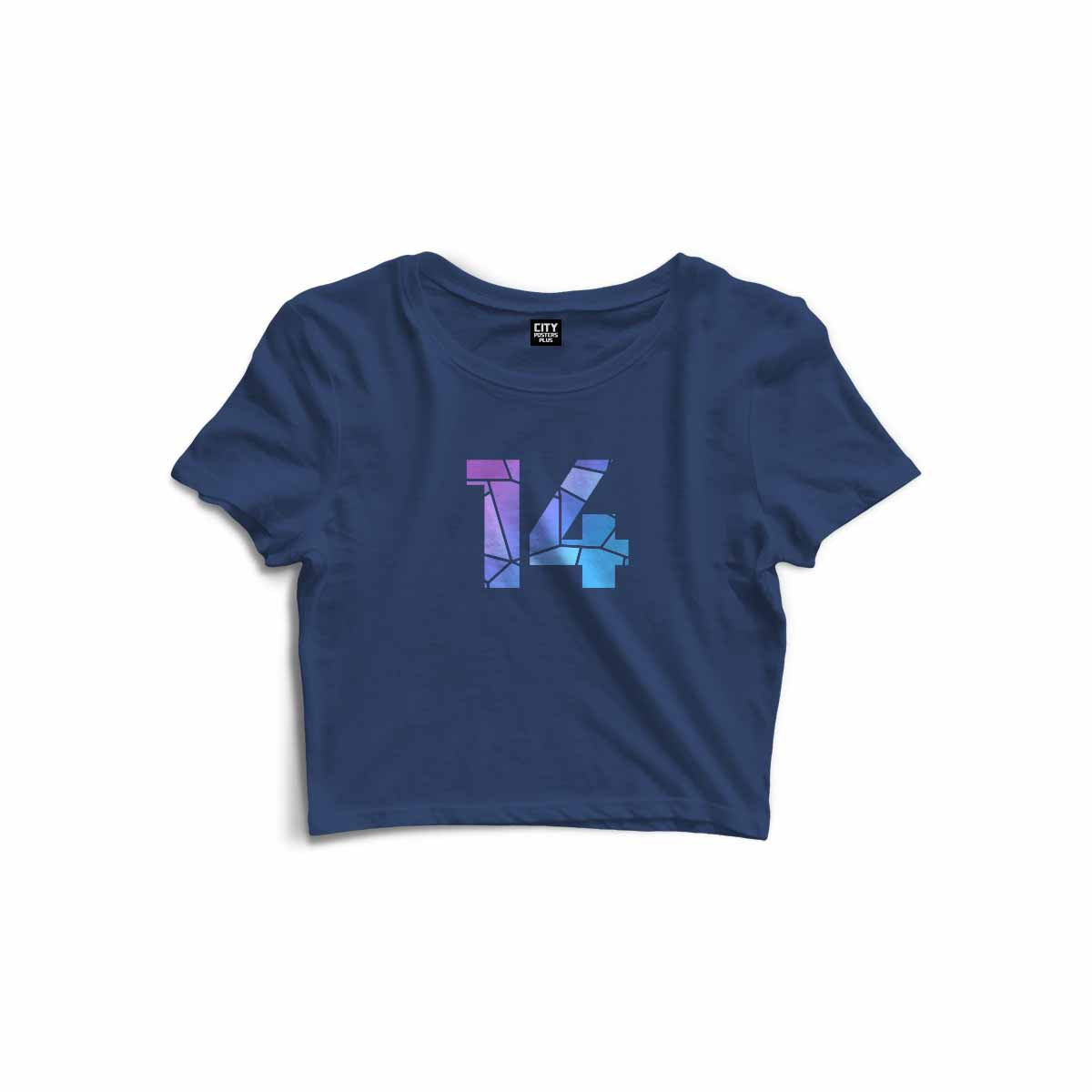 14 Number Women Crop Top (Navy Blue)