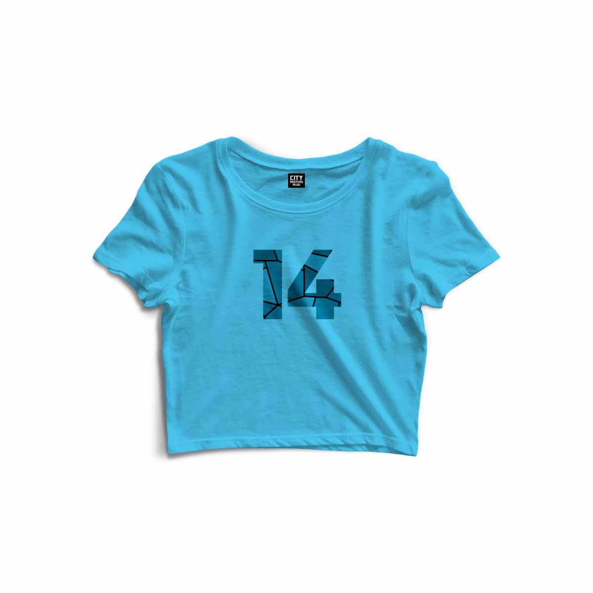 14 Number Women Crop Top (Sky Blue)