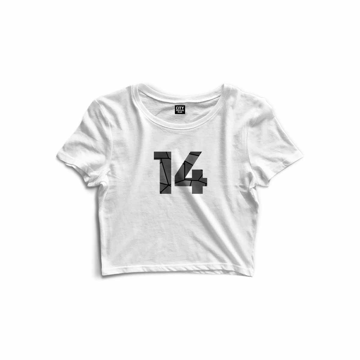 14 Number Women Crop Top (White)