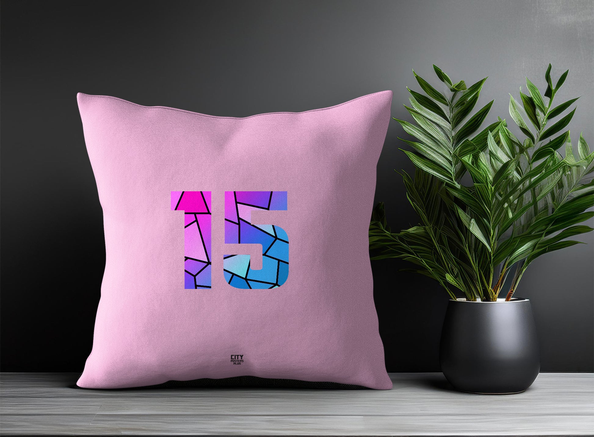 15 Number Pillow Case and Pillow Throw (Light Pink)