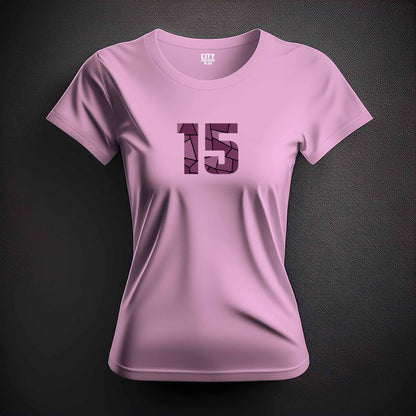 15 Number Women T-Shirt (Light Pink) | Stylish Numeric Graphic Tee