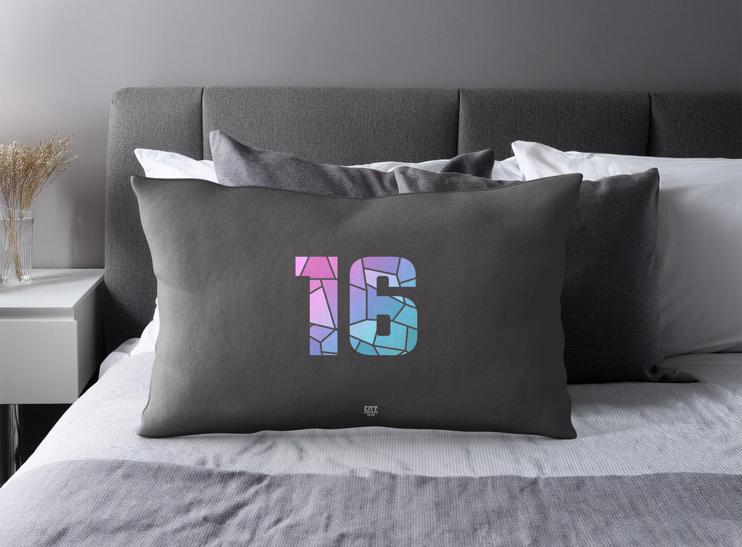 16 Number Pillow Case (Charcoal Grey)