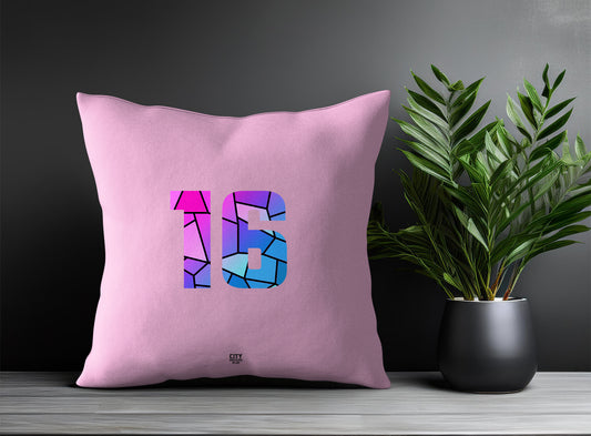 16 Number Pillow Case and Pillow Throw (Light Pink)