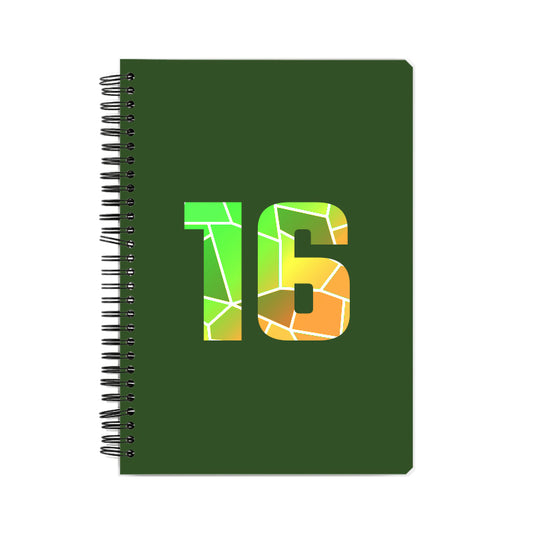 16 Number Notebook (Olive Green, A5 Size, 100 Pages, Ruled, 6 Pack)