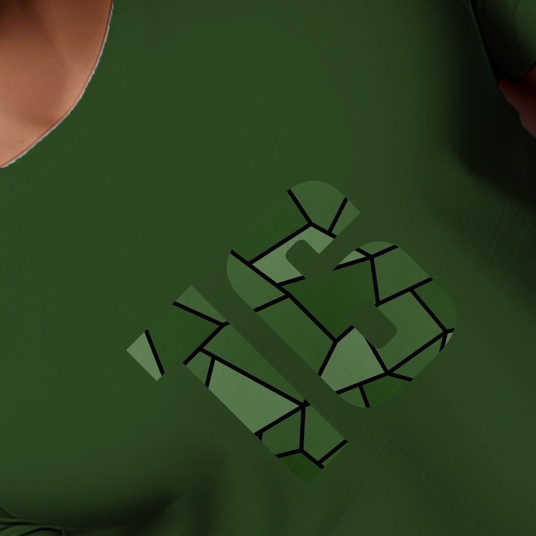 16 Number Men Unisex T-Shirt (Olive Green)