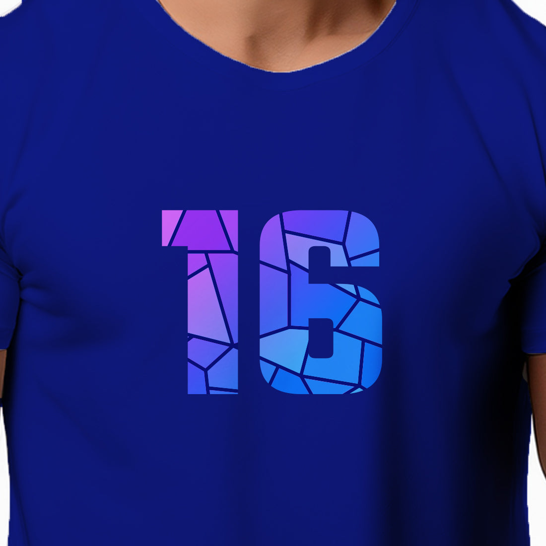 16 Number Men Unisex T-Shirt (Royal Blue)