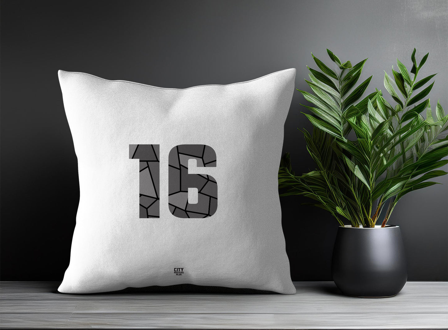 16 Number Pillow Case and Pillow Throw (White)