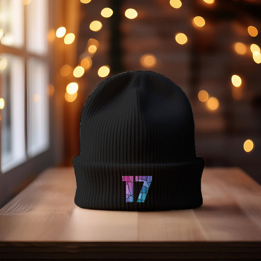 17 Number Cuffed Beanie (Black)