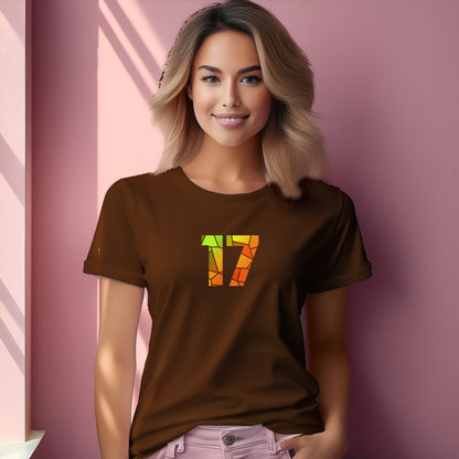 17 Number Women T-Shirt (Brown) | Stylish Numeric Graphic Tee