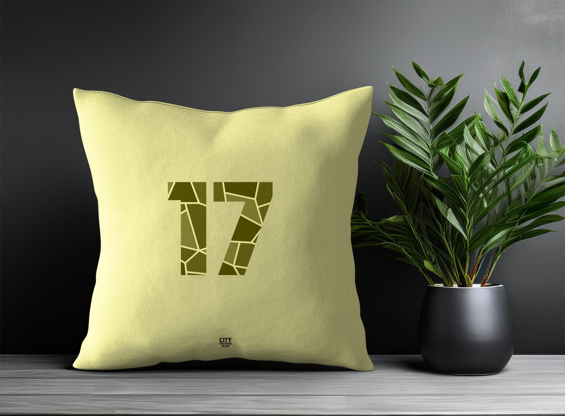 17 Number Pillow Case and Pillow Throw (Butter Yellow)
