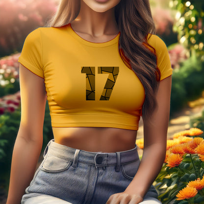 17 Number Women Crop Top (Golden Yellow)