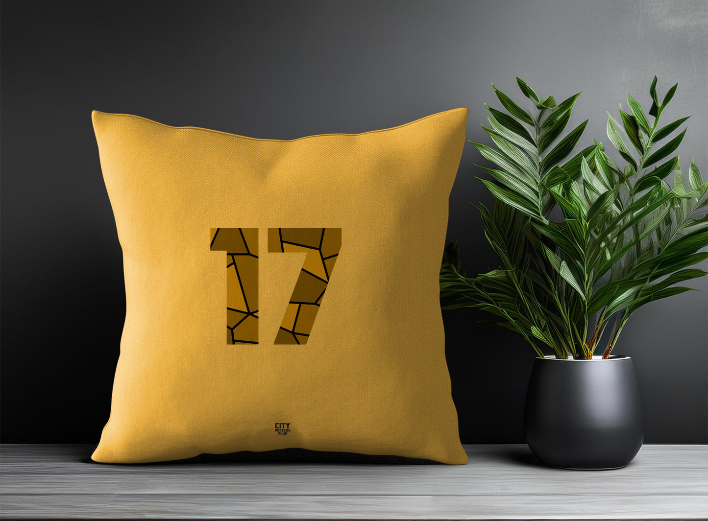 17 Number Pillow Case and Pillow Throw (Golden Yellow)