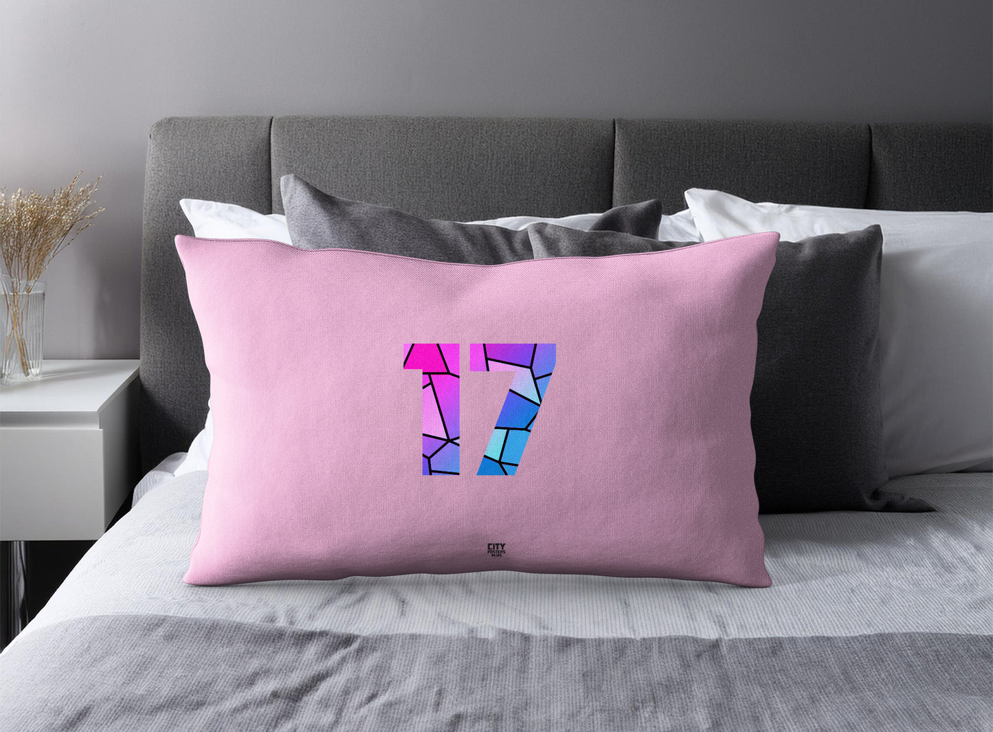 17 Number Pillow Case (Light Pink)