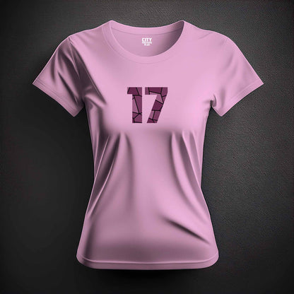 17 Number Women T-Shirt (Light Pink) | Stylish Numeric Graphic Tee