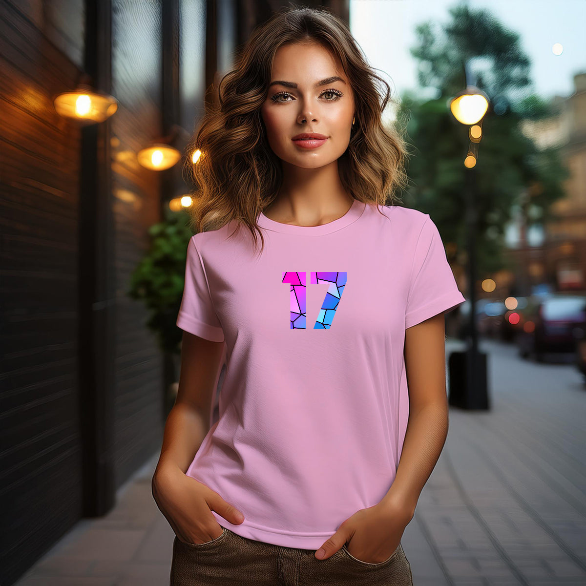 17 Number Women's T-Shirt (Light Pink)