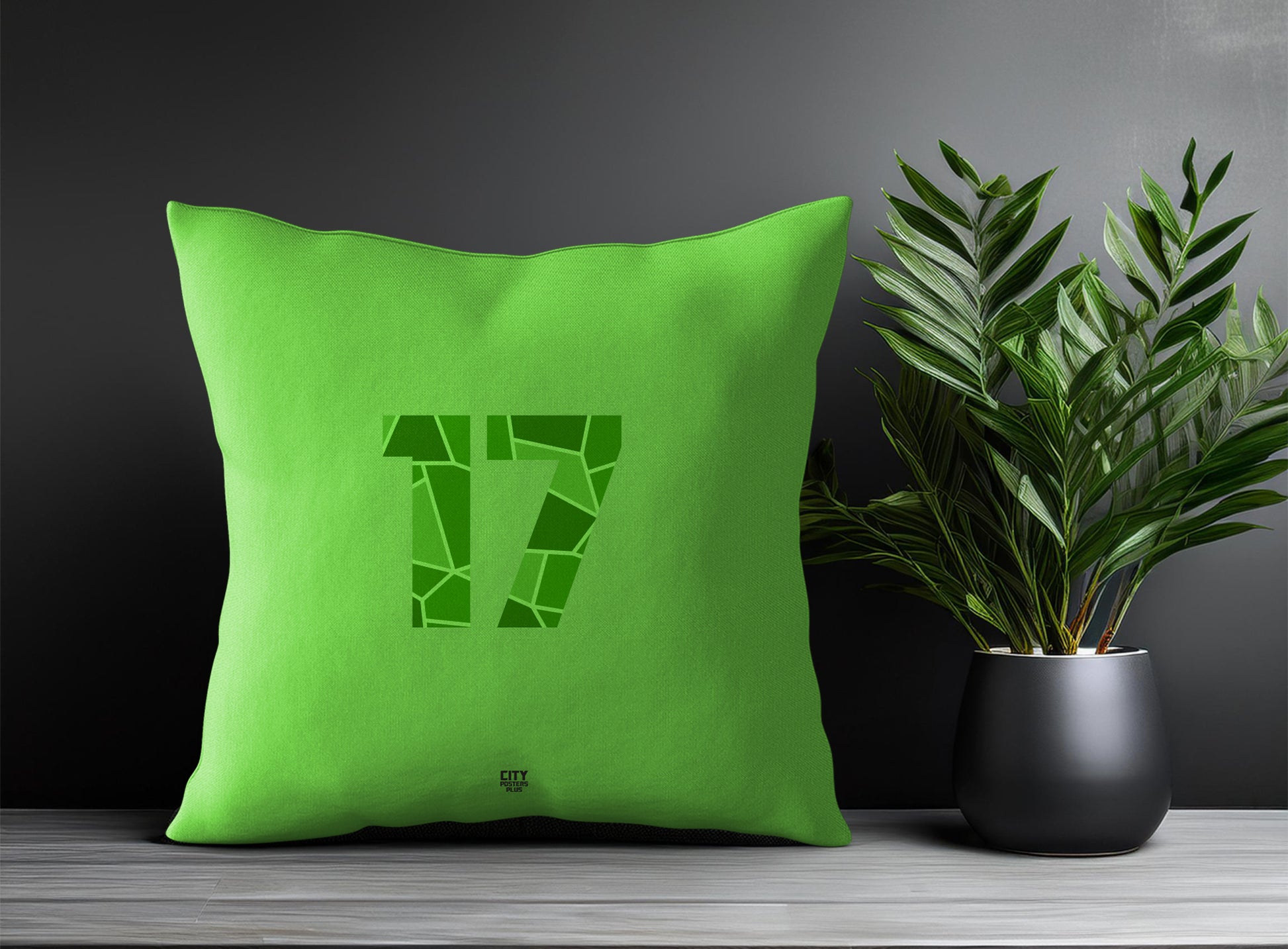 17 Number Pillow Case and Pillow Throw (Liril Green)