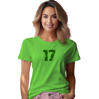 17 Number Women T-Shirt (Liril Green) | Stylish Numeric Graphic Tee